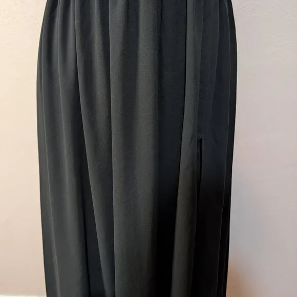 Lulus Size Medium Heavenly Hues Black Chiffon Deep V-Neck Maxi Dress - Picture 4 of 12